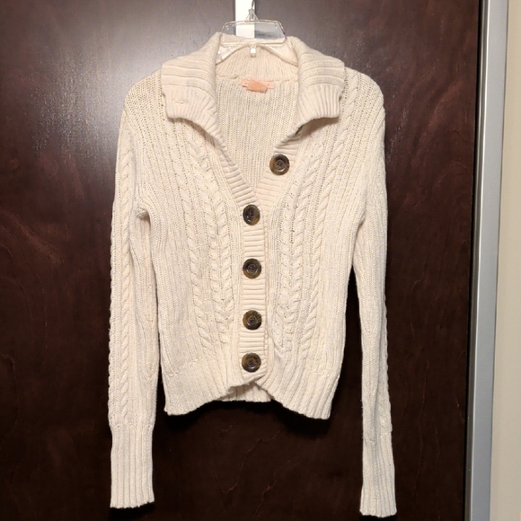 Sweet Romeo Sweaters - Sweet Romeo Cream Cable Knit Cardigan